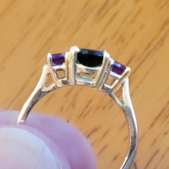 14K Gold Tourmaline and Amethyst Ring - Picture 5 of 7